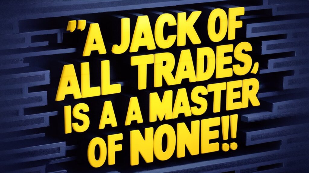 A quoted text, "A jack of all trades, is a master of none"