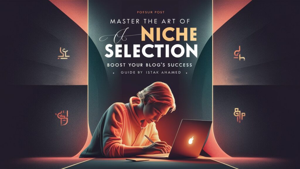 Cover image of niche selection, A person looking on his laptop for a niche to start with